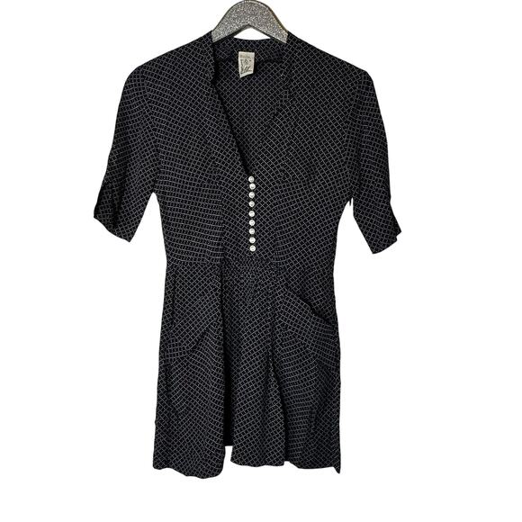 Bread & Butterflies Black Diamond Print Retro Dress - Picture 1 of 7